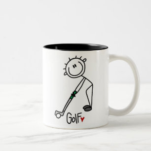 Simple Stick Figure Golfer Two-Tone Coffee Mug