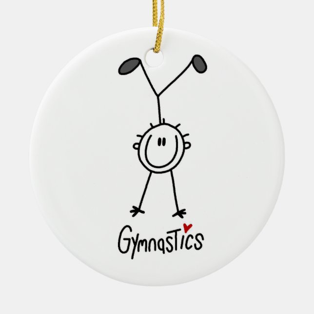 Simple Stick Figure Gymnast Ceramic Tree Decoration (Front)