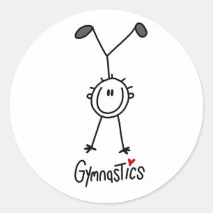 Simple Stick Figure Gymnast Classic Round Sticker