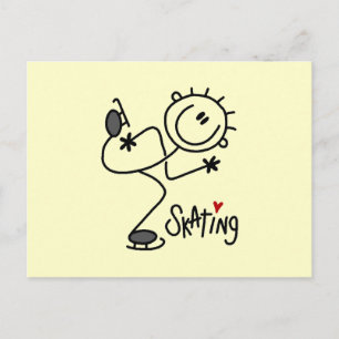 Simple Stick Figure Ice Skating T-shirts and Gifts Postcard