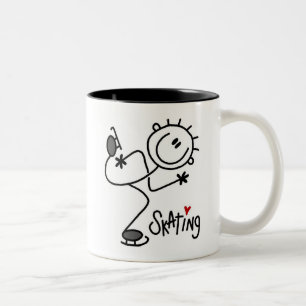Simple Stick Figure Ice Skating T-shirts and Gifts Two-Tone Coffee Mug