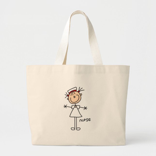 Simple Stick Figure Nurse T-shirts and Gifts Large Tote Bag (Front)