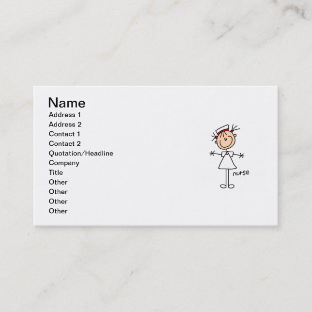 Simple Stick Figure Nurse Tshirts and Gifts Business Card (Front)