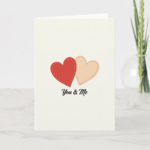 Simple Stitched Hearts You And Me Card