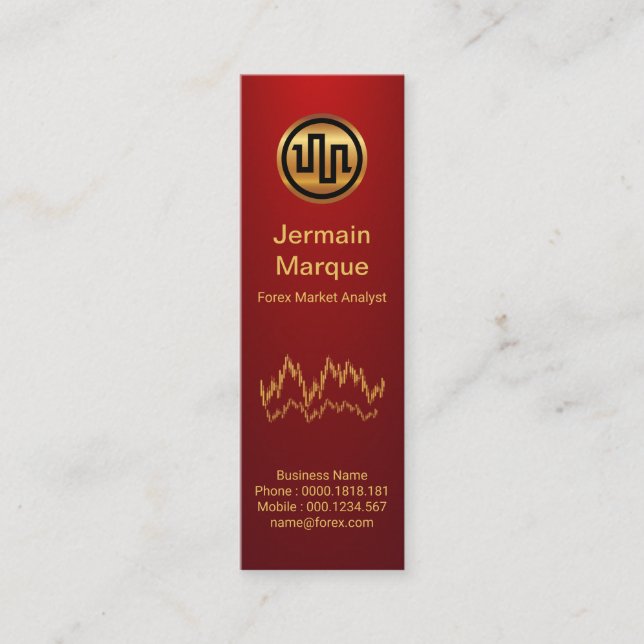 Simple Stock Exchange Graph Red Vignette Mini Business Card (Front)