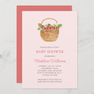 Simple Strawberry Baby Shower Invitation