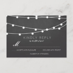 Simple String of Lights Wedding RSVP   Wedding Card
