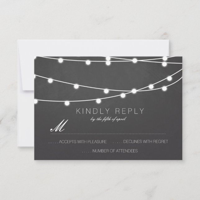 Simple String of Lights Wedding RSVP | Wedding Card (Front)