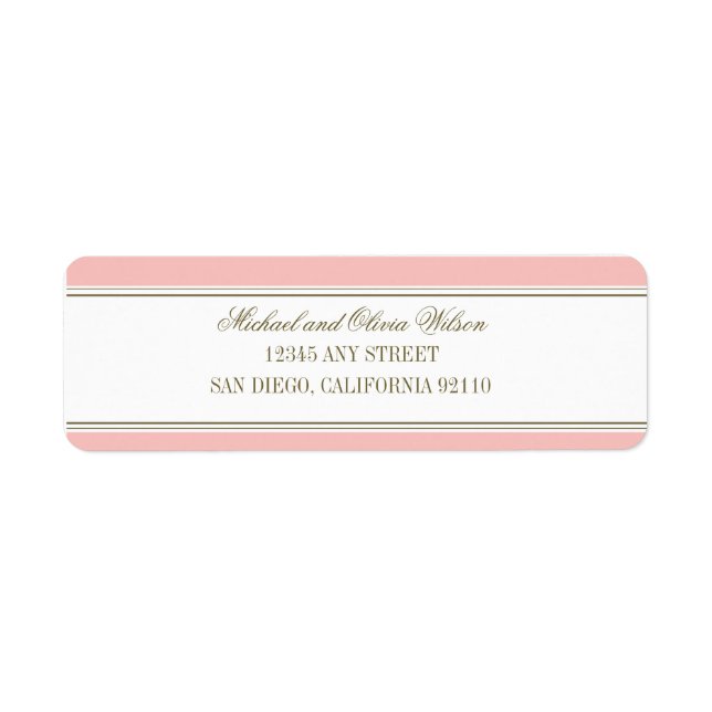 Simple Stripe Blush Pink Address Label Return Address Label (Front)