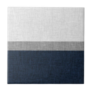 Simple Stripe Dark Blue Grey White Ceramic Tile