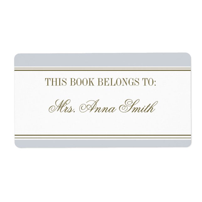 Simple Stripe French Blue Bookplate (Front)