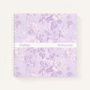 Simple Stripe Pastel Purple Floral Square Notebook
