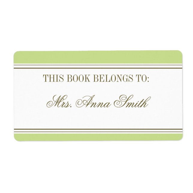 Simple Stripe Spring Green Bookplate (Front)