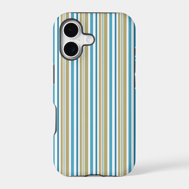simple, striped pattern , olive and blue throw pil (Back)