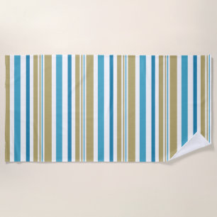 simple, striped pattern , olive and blue throw pil beach towel