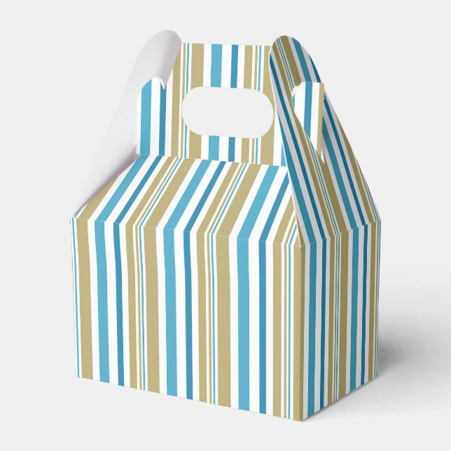 simple, striped pattern , olive and blue throw pil favour box (Front Side)