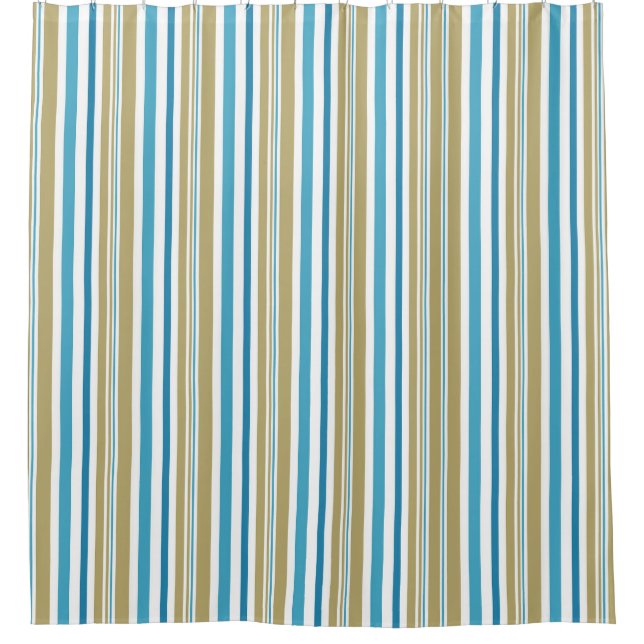 simple, striped pattern , olive and blue throw pil shower curtain (Front)