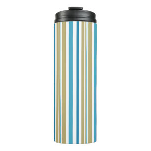 simple, striped pattern , olive and blue throw pil thermal tumbler