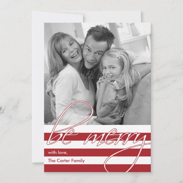 Simple Stripes Christmas/Holiday Photo Cards (Front)