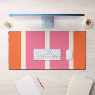 Simple Stripes in Pink, Orange and Cream Desk Mat