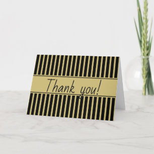 Simple Stripes Pattern - Geometric Black/Gold Thank You Card