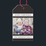 Simple Stripes Photo Holiday Gift Tags<br><div class="desc">Add a meaningful touch to your gift giving this year with personalised photo gift tags!  Easy to customise with your own photo and text.  Background colour and text can be customised to any colour you'd like,  using the customisation options.</div>