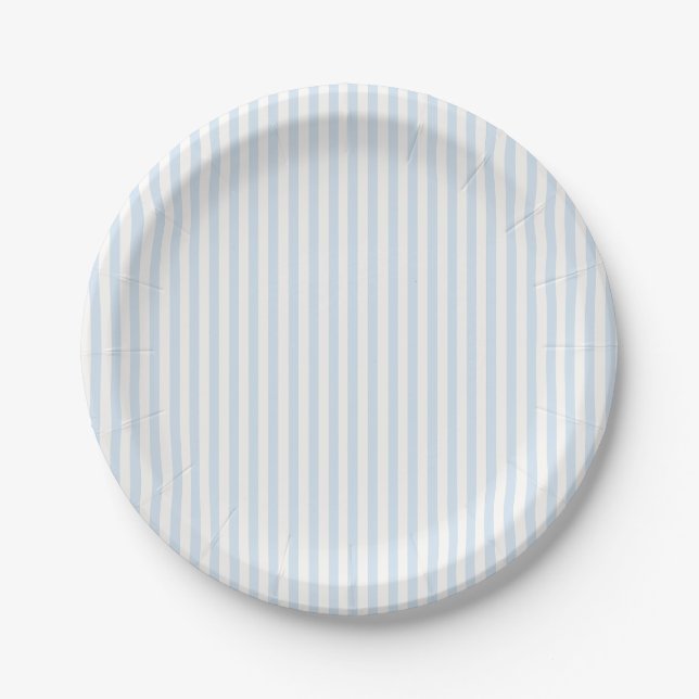 Simple Stripes - Powder Blue Paper Plate (Front)