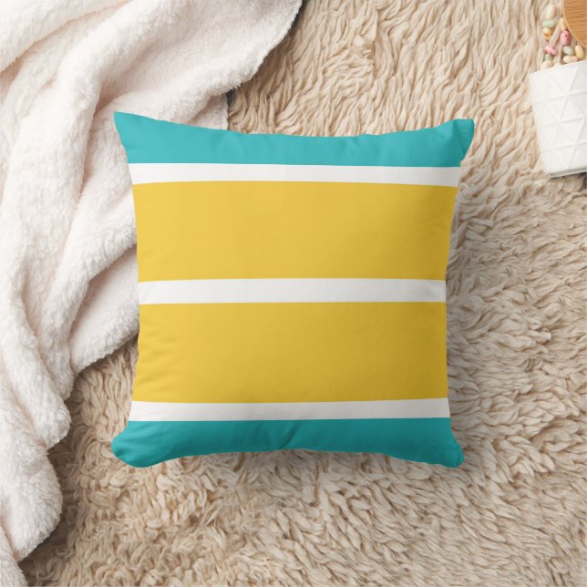 Simple Stripes - Turquoise and yellow Cushion (Blanket)