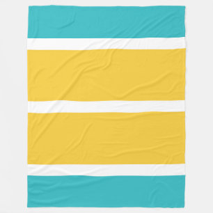 Simple Stripes - Turquoise and yellow Fleece Blanket