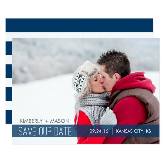 Simple Stripes Wedding Save the Date Mini Invite