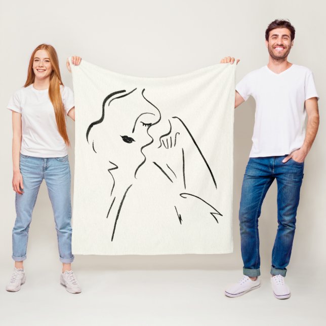 Simple Study - Sketch of a Lady Fleece Blanket (In Situ)