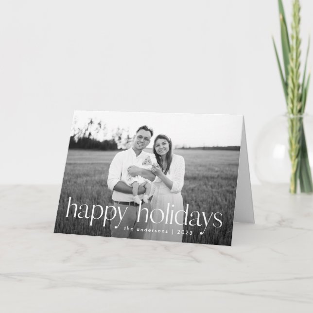 Simple Style Happy Holidays Photo Holiday Card (Front)