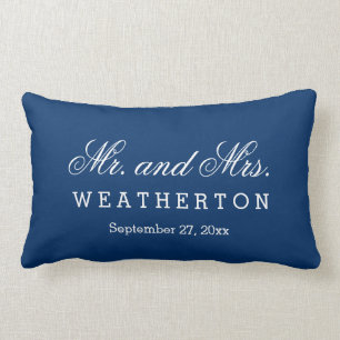 Simple Style Mr. and Mrs. Wedding Names Date A28 Lumbar Cushion