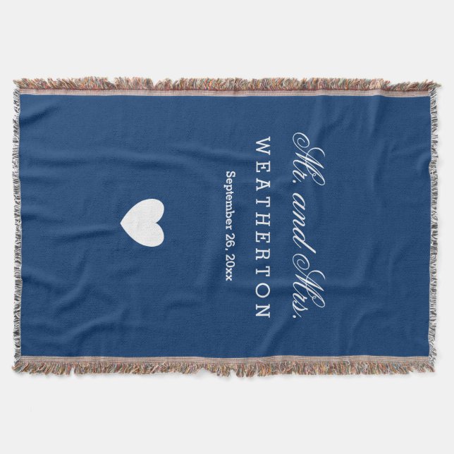 Simple Style Mr. and Mrs. Wedding Names Date A30 Throw Blanket (Front)