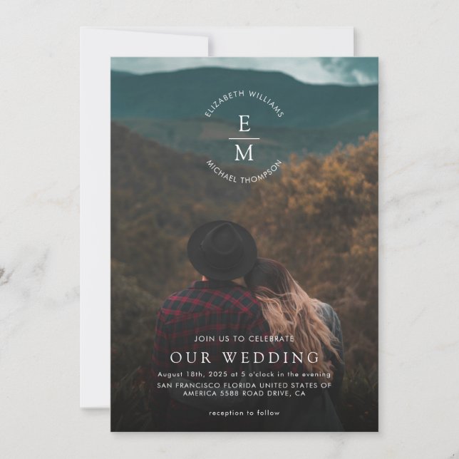 Simple Stylish 2 Photo Script Wedding  Invitation (Front)