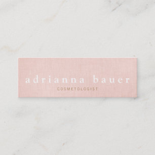 Simple Stylish Blush Pink Faux Linen Beauty Spa 2 Mini Business Card