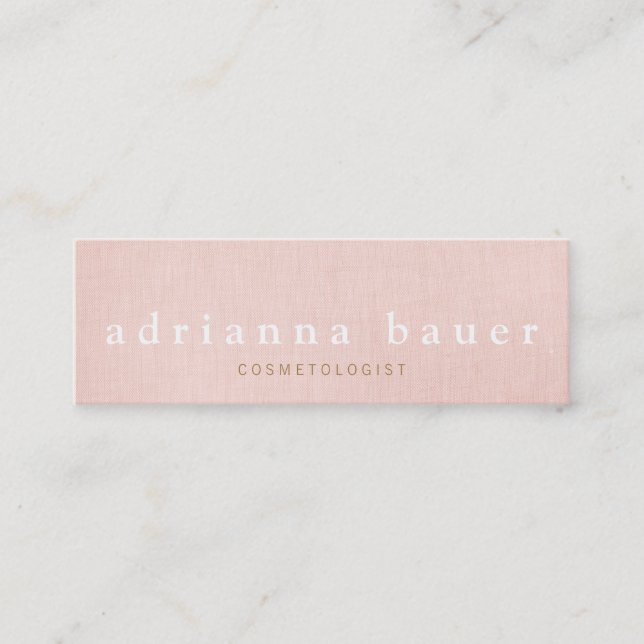 Simple Stylish Blush Pink Faux Linen Beauty Spa 2 Mini Business Card (Front)