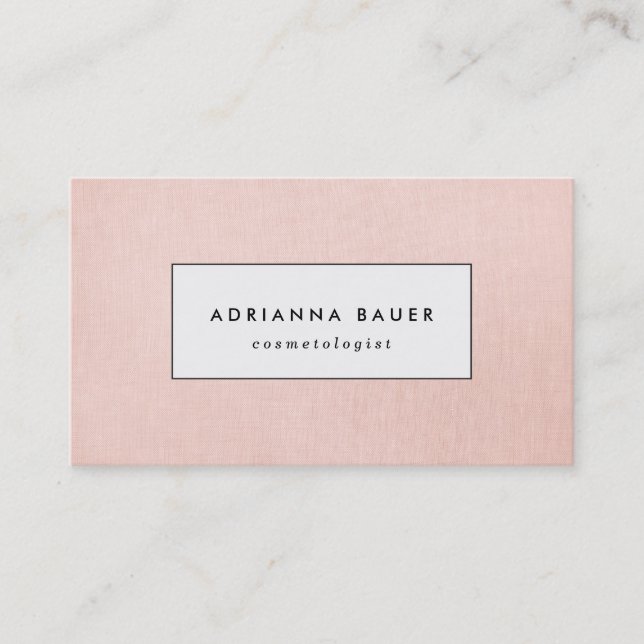 Simple Stylish Blush Pink Faux Linen Beauty Spa Business Card (Front)