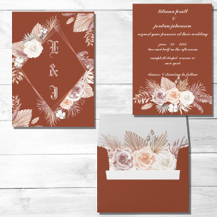 SIMPLE STYLISH BOHO TERRACOTTA FLORAL WEDDING INVITATION
