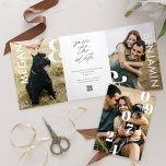 Simple Stylish Bold Save the Date Multiple Photo Tri-Fold Announcement<br><div class="desc">Capturing the essence of love in one stunning tri-fold save the date announcement! Say 'I do' to our simple and stylish save the date tri-fold and make your special day stand out with our simple, yet stylish and bold Save the Date announcement! Personalised with your wedding date, names, photos, and...</div>