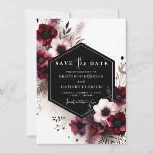 Simple Stylish Burgundy Wedding Save The Date