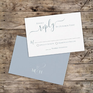 Simple Stylish Calligraphy Dusty Blue Meal Choice RSVP Card