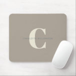 Simple Stylish Chic Monogram Name in Taupe Brown Mouse Pad<br><div class="desc">Simple Stylish Chic Monogram Name in Taupe Brown Mouse Pad</div>