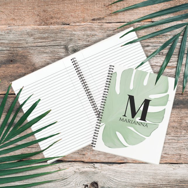 Simple Stylish Chic Tropical Green Palm Leaves Notebook (Creator Uploaded)