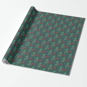 Simple Stylish Christmas Holly Wrapping Paper