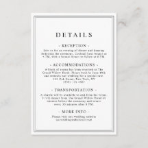 Simple Stylish Classic Typography Wedding Details