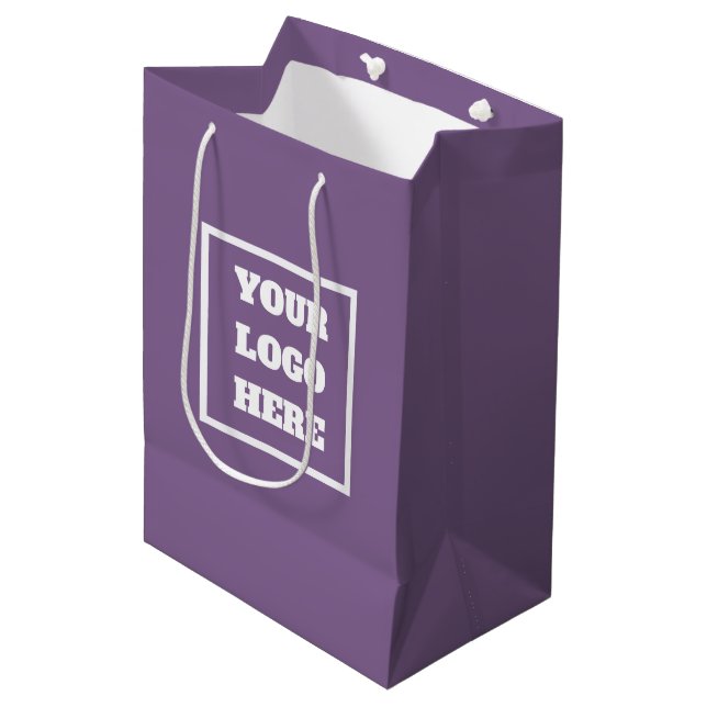 SIMPLE STYLISH CUSTOMIZED LOGO MODERN PALE PURPLE MEDIUM GIFT BAG (Front Angled)