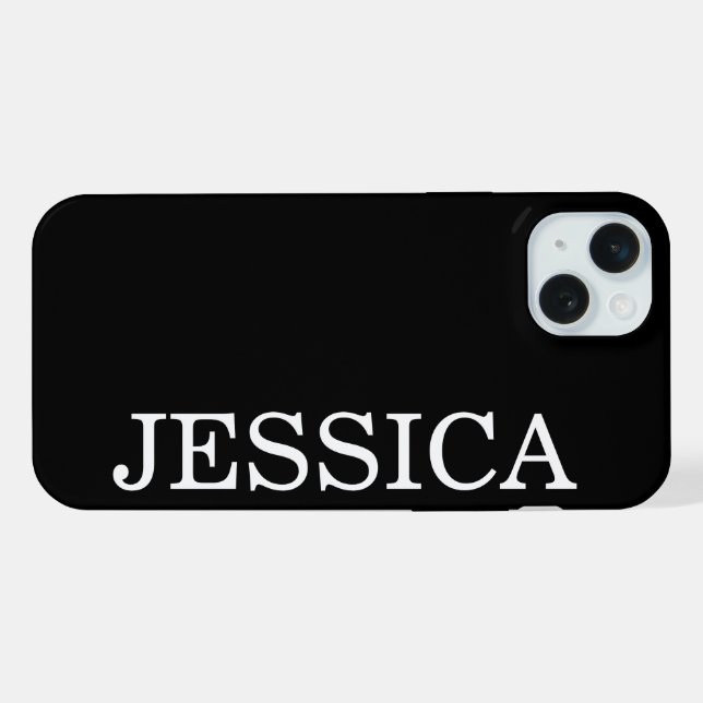 SIMPLE STYLISH CUSTOMIZED NAME MODERN BLACK iPhone CASE (Back Horizontal)