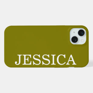 SIMPLE STYLISH CUSTOMIZED NAME MODERN OLIVE iPhone 15 PLUS CASE