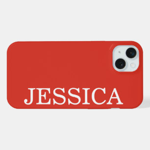 SIMPLE STYLISH CUSTOMIZED NAME MODERN RED iPhone 15 PLUS CASE
